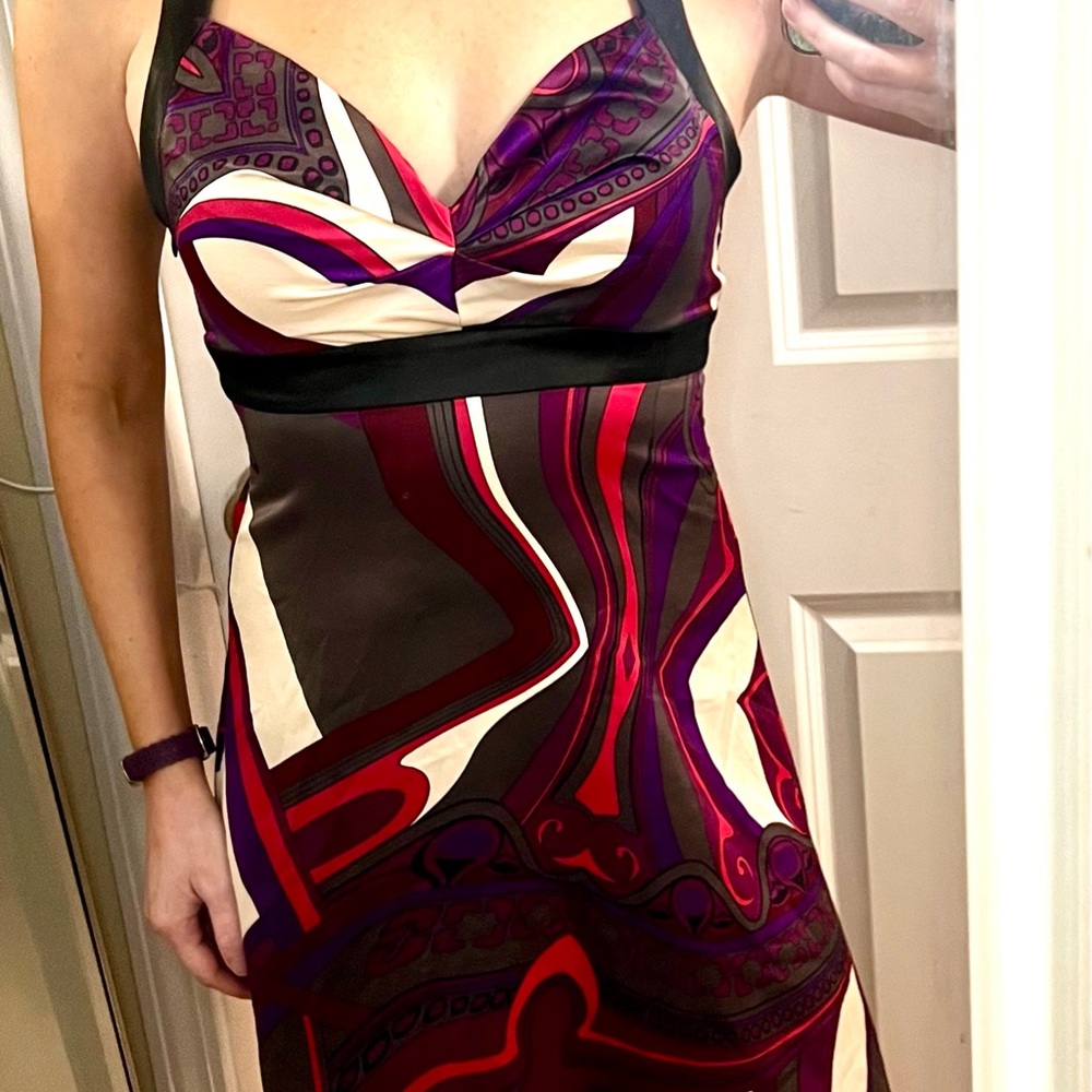 Guess Y2K Multicolor Satin Halter Dress